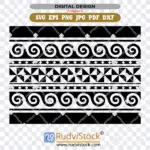 Polynesian tattoo tribal border SVG pattern for craft projects.