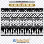 Samoan tattoo border SVG tribal pattern for cutting and printing by Rudvistock.