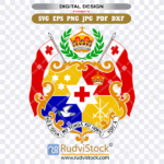 High-resolution Tongan Coat of Arms digital file for Sawgrass sublimation and heat transfer printing.