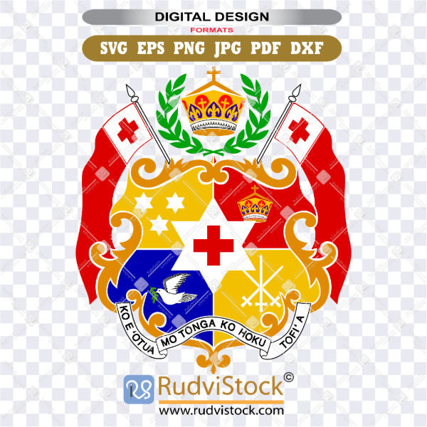 High-resolution Tongan Coat of Arms digital file for Sawgrass sublimation and heat transfer printing.