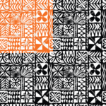 Seamless repetition showcase of Cook Islands tribal pattern on product mockup.