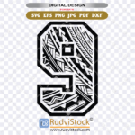 Number 9 cut file for Cricut, Tribal nine silhouette for vinyl, Polynesian 9 for jersey print, Vector nine for sublimation, Island style 9 digital download