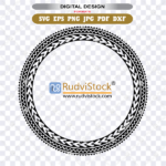 Polynesian Tribal Circle SVG vector pattern for CNC routers and laser cutters, black geometric round ornament.