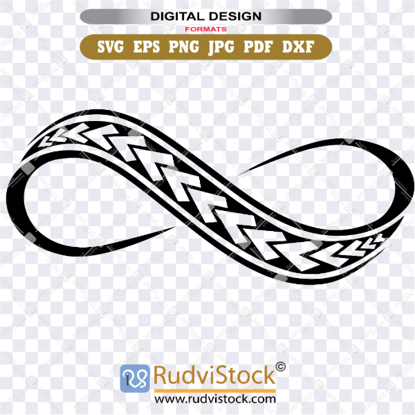 Polynesian tattoo tribal design stencil. Polynesian tattoo infinity ribbon style design.