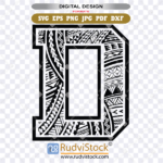polynesian tribal letters, polynesian lettering, Polynesian print letter D