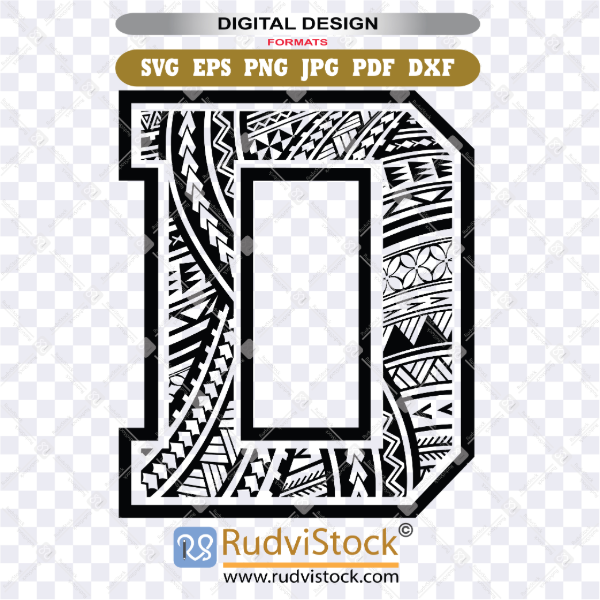 polynesian tribal letters, polynesian lettering, Polynesian print letter D