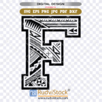 polynesian tribal letters, polynesian lettering, Polynesian letter tattoo F