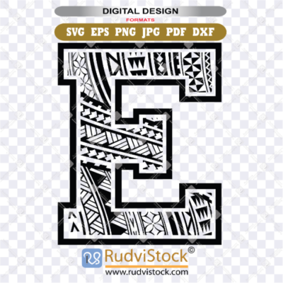 polynesian tribal letters, polynesian lettering, Polynesian tattoo letter E
