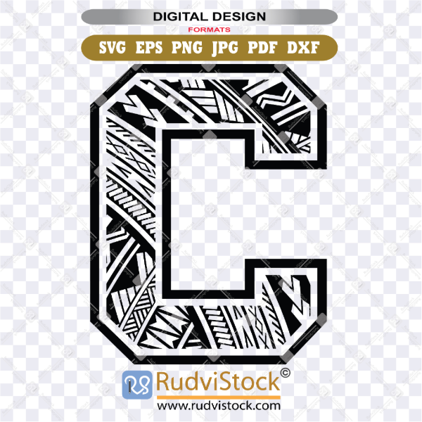 polynesian tribal letters, polynesian lettering, Polynesian tribal letter C