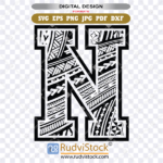 polynesian tribal letters, polynesian lettering, Polynesian tribal letter N