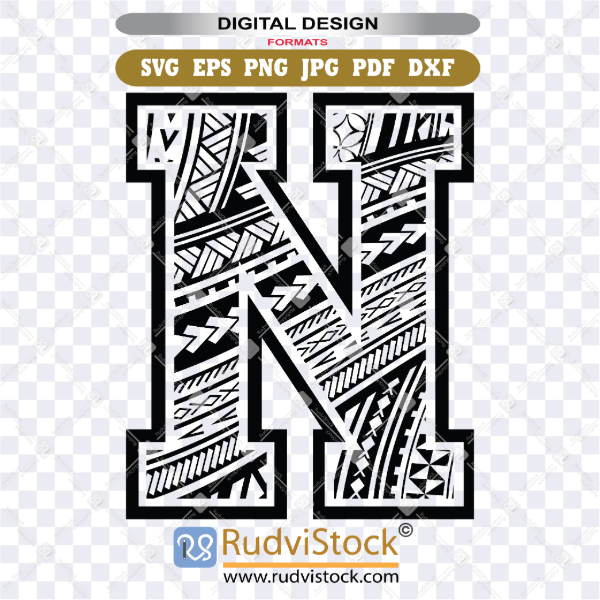 polynesian tribal letters, polynesian lettering, Polynesian tribal letter N