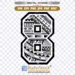 Digital Template Polynesian Tattoo Design Number Eight | Instant Download SVG, PNG, JPG Files Now