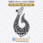 Traditional Samoan fish hook SVG tribal design for laser cutting wood and vinyl decals.