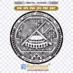 Seal of American Samoa | Black Design | Template Transparent Background | Cut and Print | SVG, PNG Instant Download
