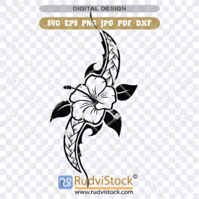 Polynesian Flower Tattoo Tribal Sketch