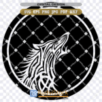 Wolf tribal pattern tattoo SVG graphic for print and cut by Rudvistock