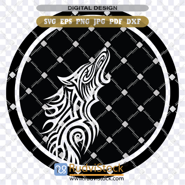 Wolf Tribal Pattern Tattoo SVG Vector Design on Transparent Background for Cutting and Printing