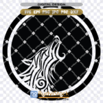 Wolf tribal pattern tattoo SVG graphic for print and cut by Rudvistock
