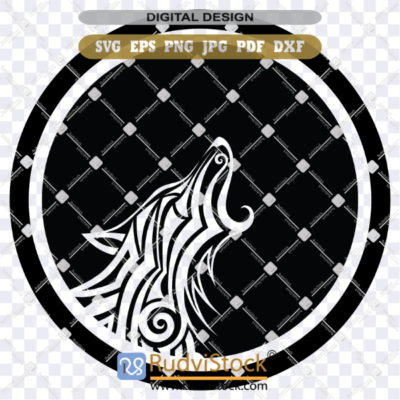 Wolf tribal pattern tattoo SVG graphic for print and cut by Rudvistock