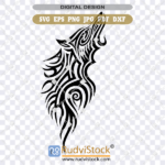 Wolf Tribal Pattern Tattoo SVG Vector Design on Transparent Background for Cutting and Printing