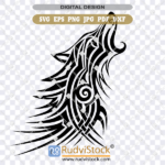 Wolf Tribal Pattern Tattoo SVG Vector Design on Transparent Background for Cutting and Printing