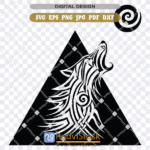 Wolf Tribal Pattern Tattoo SVG Vector Design on Transparent Background for Cutting and Printing