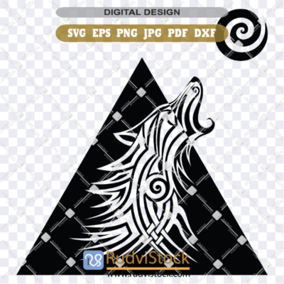 Wolf Tribal Pattern Tattoo SVG Vector Design on Transparent Background for Cutting and Printing