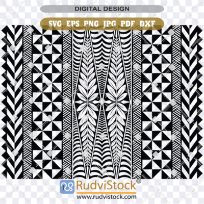 Tongan Pattern Tapa Kupesi Design SVG & PNG Instant Download