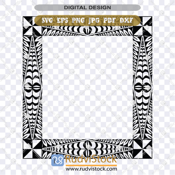 Tonga Pattern Tapa Frame Design Svg & Png Instant Download