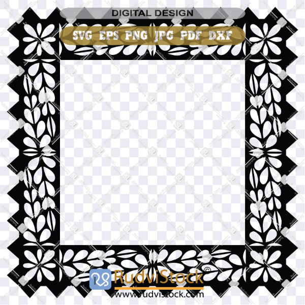 Tongan Tapa Kupesi Pattern Frame SVG & PNG Instant Download