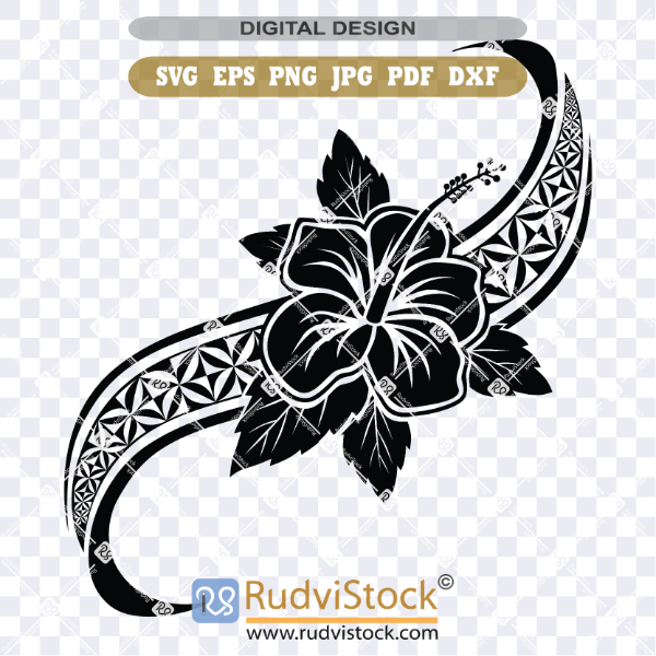 Polynesian flower tattoo tribal design