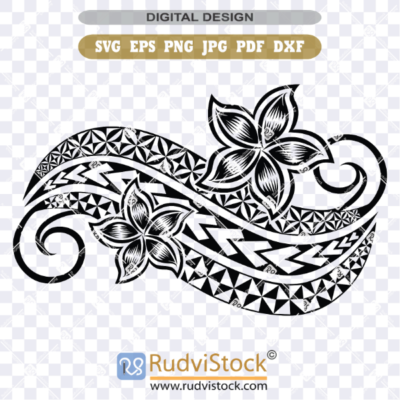 Polynesian Tribal Tattoo Flowers Design