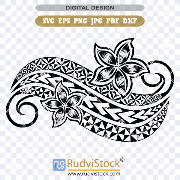 Polynesian Tribal Tattoo Flowers Design