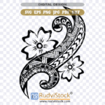 Polynesian flowers tattoo art tribal design