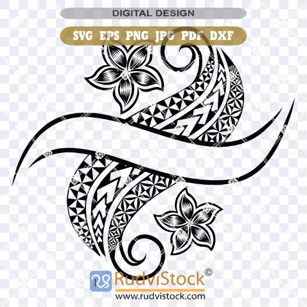Polynesian tattoo tribal flower for logo monogram