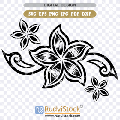 Polynesian Flowers Tattoo Tribal Design