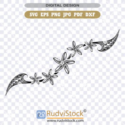 Polynesian tattoo tribal flowers Design