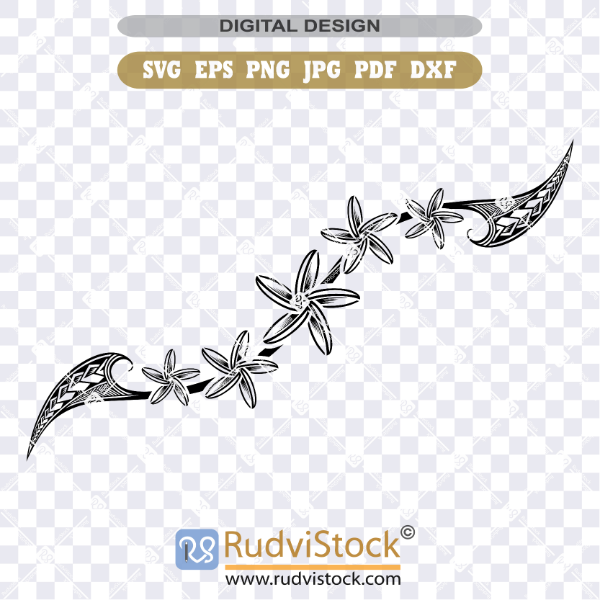 Polynesian tattoo tribal flowers Design