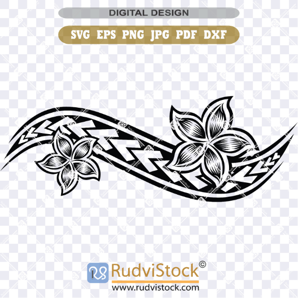 Hawaiian Tribal Flowers Easy Tattoo Designs