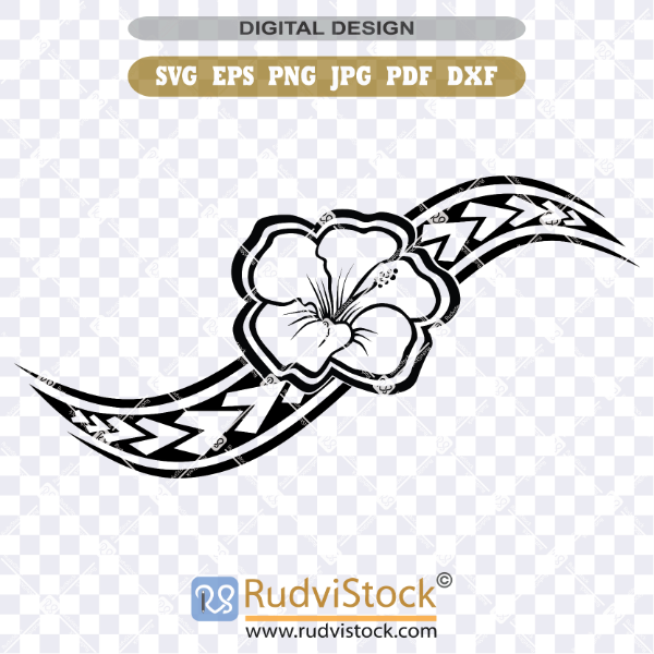 Polynesian Hawaiian Flowers Tattoo Tribal